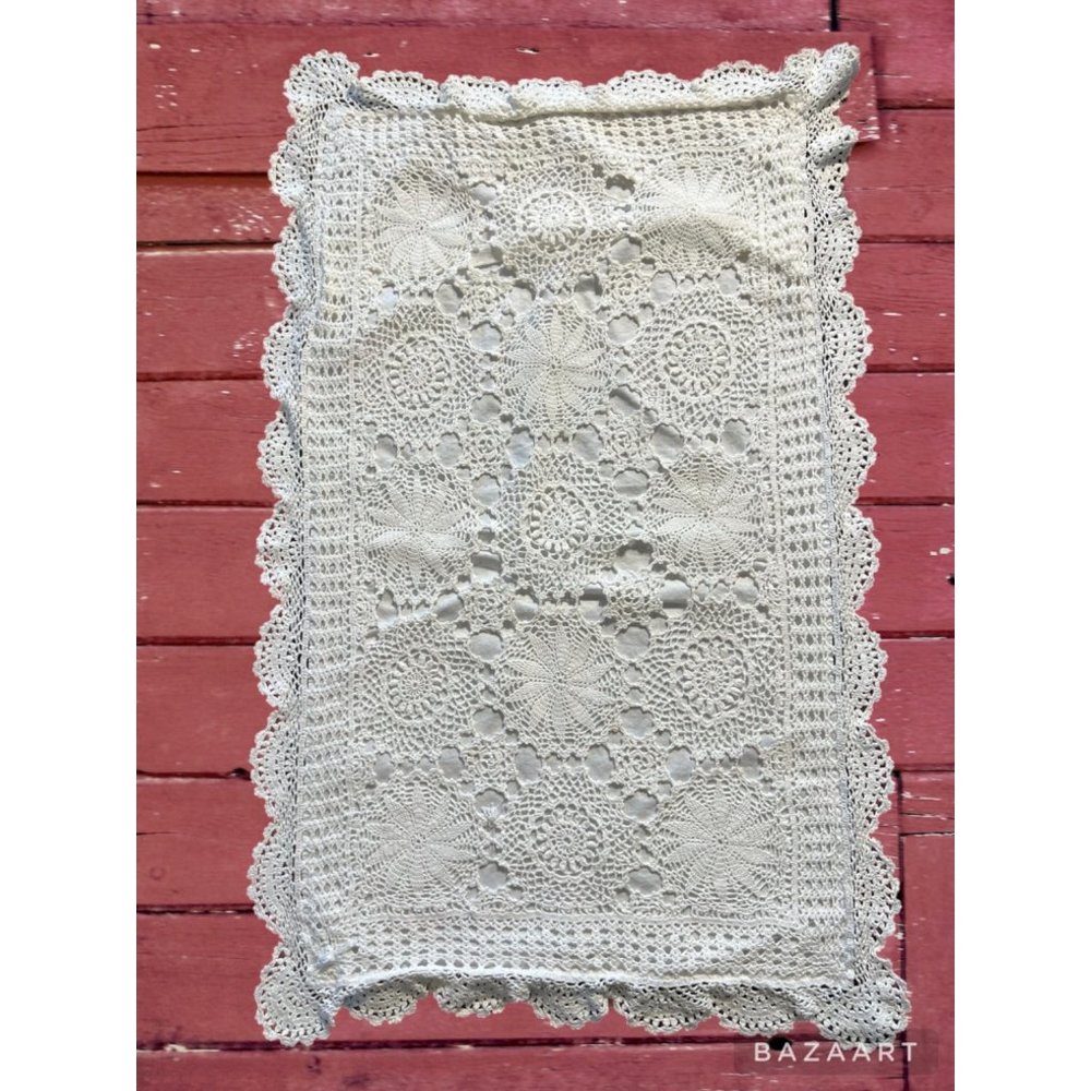 Cottage Core Country White Crocheted Standard Pillow Sham